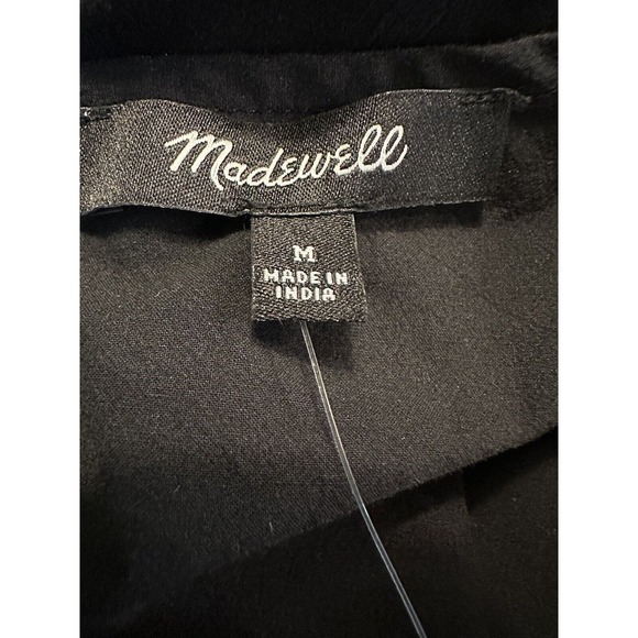 NWT Madewell Women Poplin Puff Sleeve Cutout Crop Top Shirt Medium Cotton Black - Picture 10 of 10
